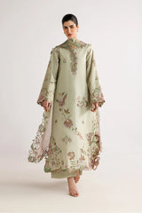 IZNIK-3PC DHANAK EMBROIDERED SHIRT WITH WOOL TYE&DYE PRINTED EMB SHAWL AND TROUSER-W.J-5079