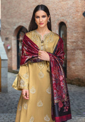 HUSSAIN REHAR-3PC DHANAK EMBROIDERED SHIRT WITH WOOL DIGITAL PRINT SHAWL AND TROUSER-W.J-5157