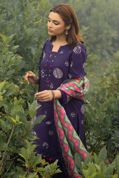 BAROUQUE- 3PC KARANDI PRINTED SHIRT WITH KARANDI PRINTED DUAPTTA AND TROUSER-W.J-1139