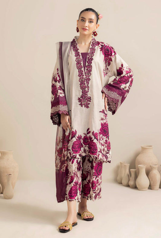 ADAN LIBAS-3PC KHADDAR PRINTED EMB SHIRT WITH KHADDAR PRINT DUPATTA AND PRINT TROUSER-W.J-1680