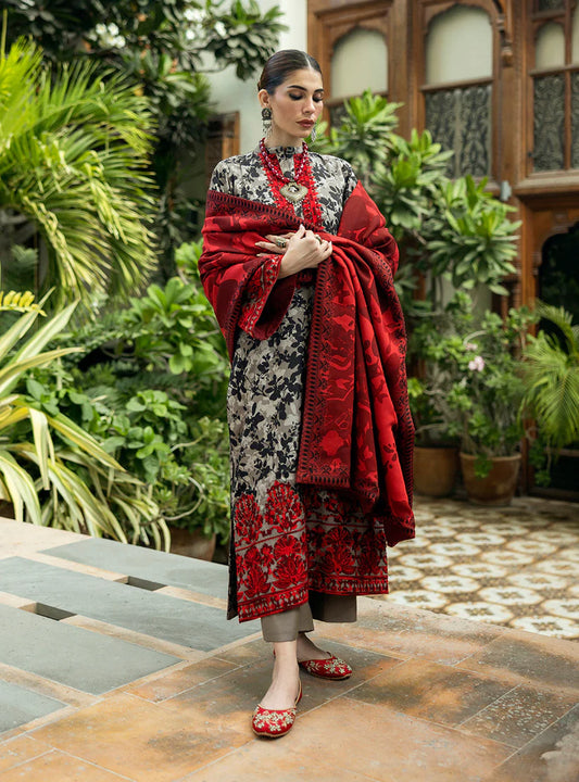 ZAINAB CHOTTANI-3PC LAWN EMBROIDERED PRINTED SHIRT WITH LAWN PRINT DUPATTA AND PRINT TROUSER-W.J-1703