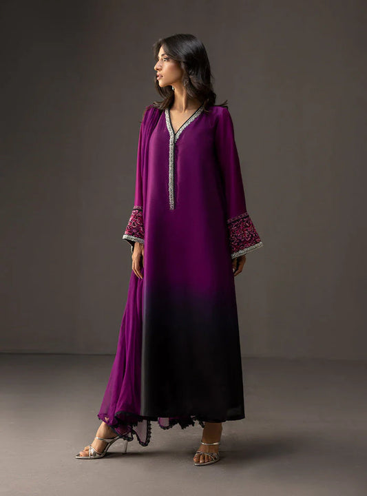 ZAINAB CHOTANI-3PC SHAMOZ SILK PRINT EMBROIDERED SHIRT WITH SOFT SILK PRINT DUPATTA & SILK TROUSER-W.J-1490