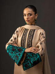 ZAINAB CHOTANI-3PC SHAMOZ SILK PRINT EMBROIDERED SHIRT WITH SOFT SILK PRINT DUPATTA & SILK TROUSER-W.J-9010