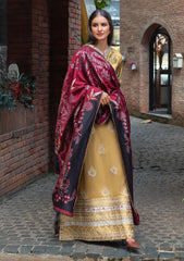 HUSSAIN REHAR-3PC DHANAK EMBROIDERED SHIRT WITH WOOL DIGITAL PRINT SHAWL AND TROUSER-W.J-5157