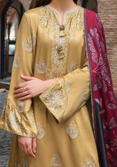 HUSSAIN REHAR-3PC DHANAK EMBROIDERED SHIRT WITH WOOL DIGITAL PRINT SHAWL AND TROUSER-W.J-5157