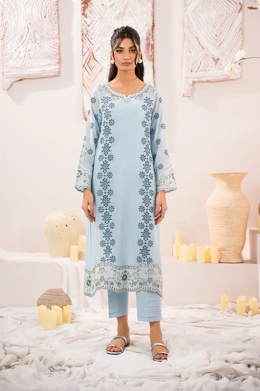 iZNIK-3PC LAWN BORER EMBROIDERED SHIRT WITH MONARK PRINTED DUPATTA AND TROUSER-W.J-1755