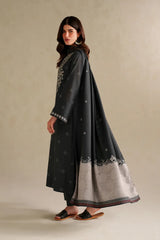 IZNIK-3PC DHANAK EMBROIDERED SHIRT WITH WOOL DIGITAL PRINT SHAWL AND TROUSER-W.J-5174