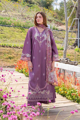 GARNET-3PC LAWN EMBROIDERED SHIRT WITH CHIFFON PRINTED DUPATTA AND TROUSER-W.J-4861