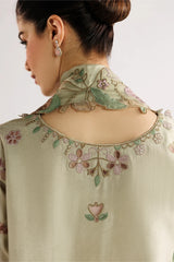 IZNIK-3PC DHANAK EMBROIDERED SHIRT WITH WOOL TYE&DYE PRINTED EMB SHAWL AND TROUSER-W.J-5079