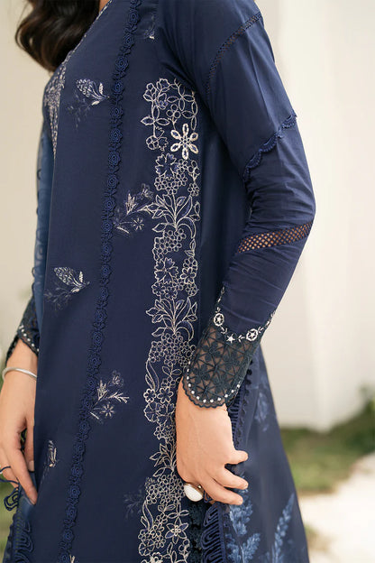 IZNIK-3PC DHANAK CHIKAN EMBROIDERED SHIRT WITH COURTRAI PRINTED SHAWL AND EMB TROUSER-WJ-1946