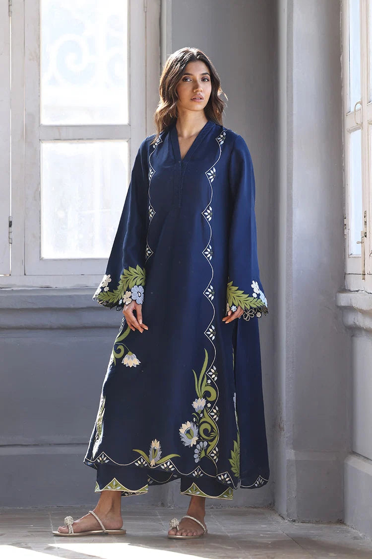 LULUSAR -RAW SILK 2PC -RAW SILK SHIRT EMBROIDRED AND RAW SILK EMBROIDERED TROUSER-W.J-5151