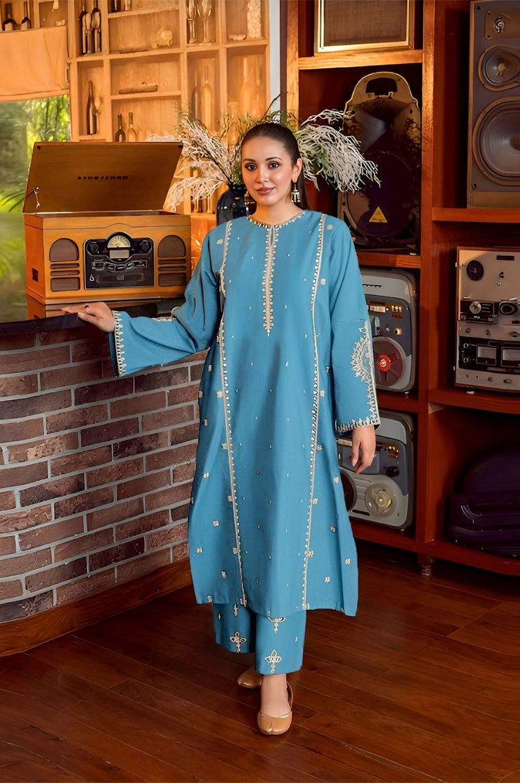 URGE-2PC LAWN SEQUIN EMBROIDERED SHIRT WITH EMB TROUSER-W.J-88