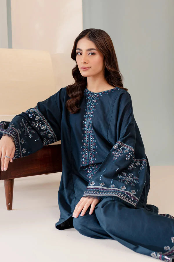 JAZMIN-2PC DHANAK EMBROIDRED SHIRT WITH AND TROUSER-W.J-1072