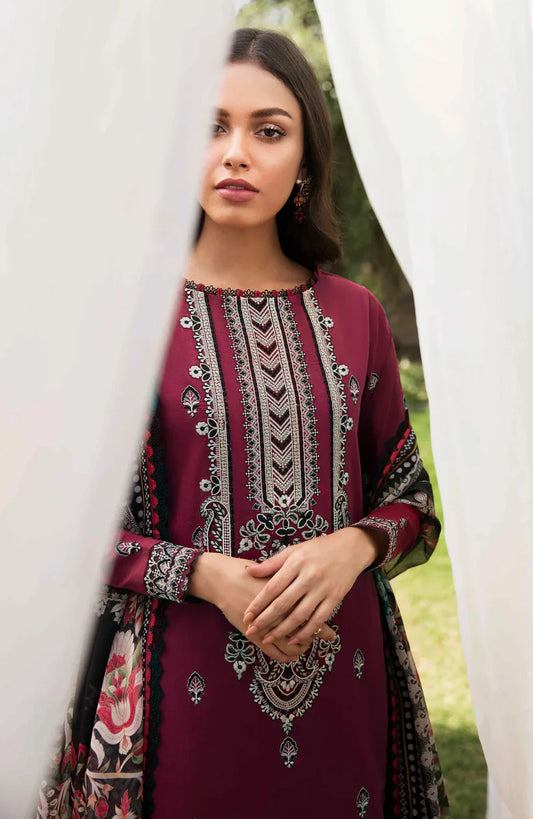 BATIK -3PC DHANAK EMBROIDERED SHIRT WITH COUTRAI WOOL PRINTED SHAWL & TROUSER-W.J-1807