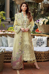 ELAF-3PC DHANAK CHIKANKARI EMBROIDERED SHIRT WITH KHAADI NET EMB DUPATTA AND TROUSER-W.J-5126