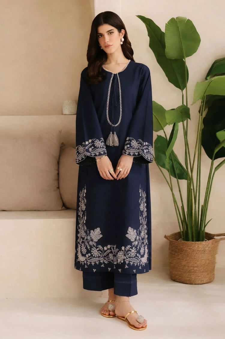 GARNET-2PC  LAWN EMBROIDERED SHIRT & TROUSER-W.J-57