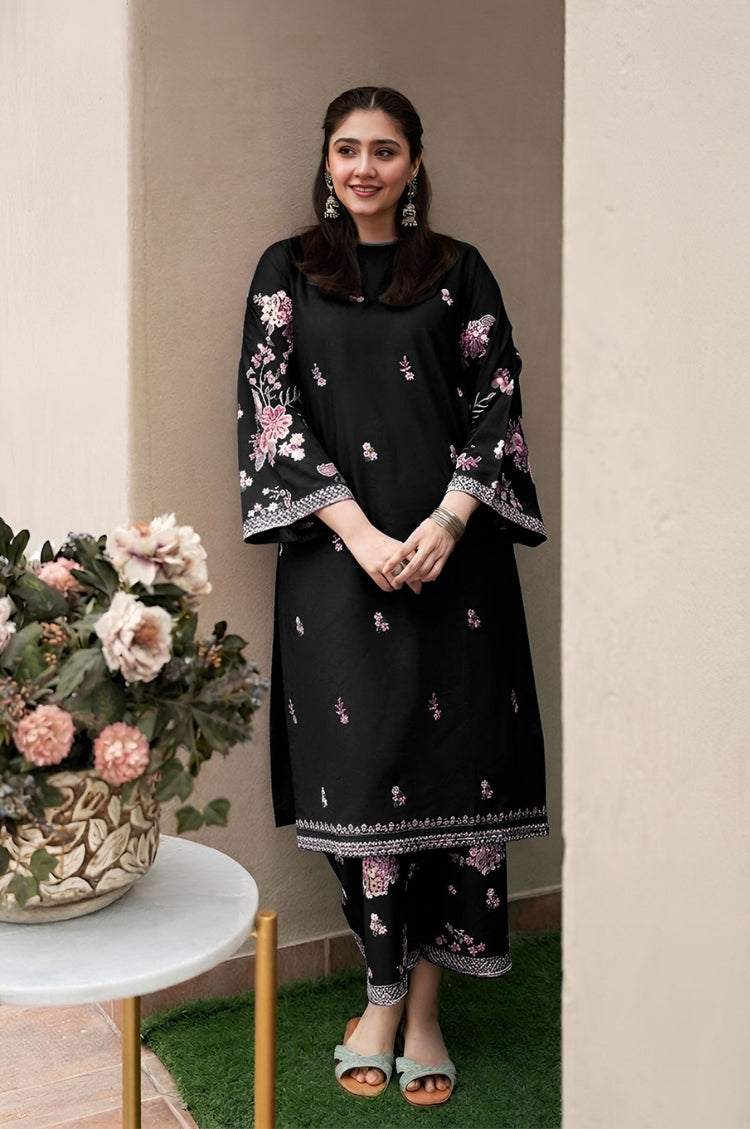 BATIK-2PIECE DHANAK EMBROIDERED SHIRT WITH DHANAK EMB TROUSER-WJ-15122