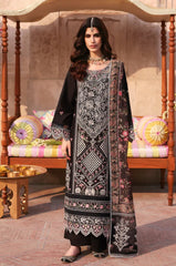 MAHNUR-3PC LAWN LASER WORK EMBROIDERED SHIRT WITH CHIFFON PRINTED EMBROIDERED DUPATTA AND TROUSER-W.J-4772