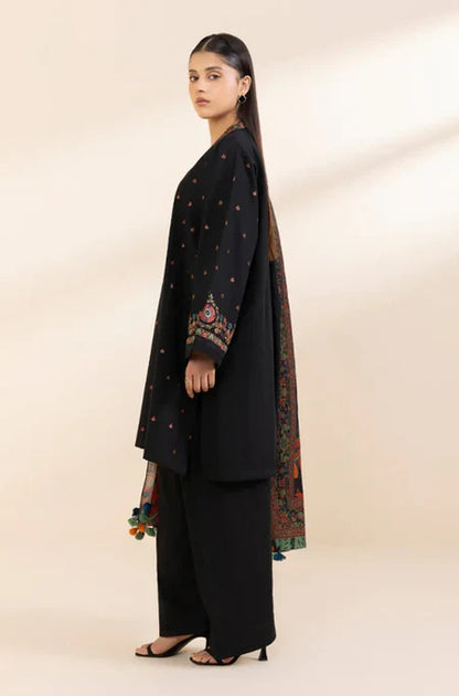 SAPPHIRE-3PC DHANAK EMBROIDERED SHIRT WITH COURTRAI PRINTED SHAWL & TROUSER-W.J-2059