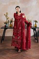 MARYAM HUSSAIN-3PC DHANAK EMBROIDERED SHIRT WITH DHANAK EMB SHAWL AND TROUSER-W.J-5168