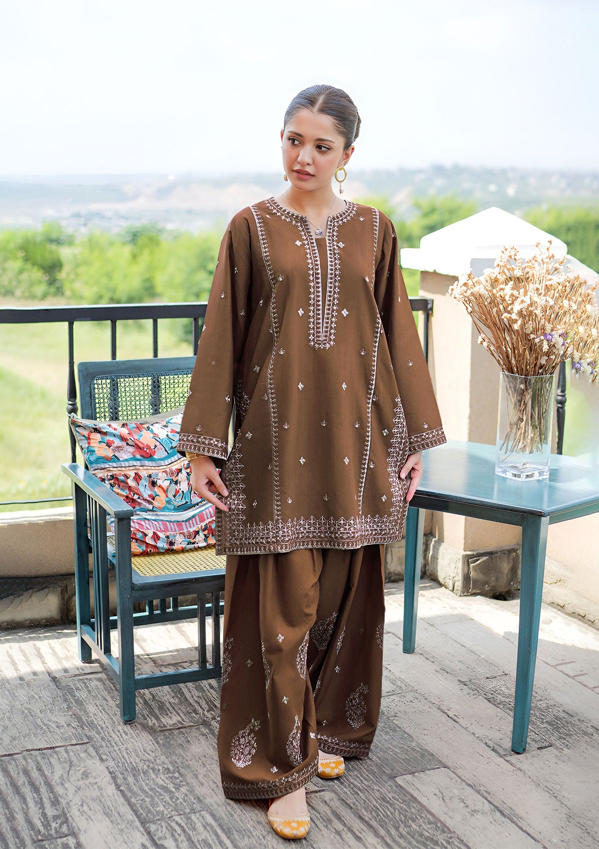 URGE-2PC LAWN EMBROIDERED SHIRT WITH LAWN TROUSER-W.J-227