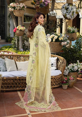 ELAF-3PC DHANAK CHIKANKARI EMBROIDERED SHIRT WITH KHAADI NET EMB DUPATTA AND TROUSER-W.J-5126