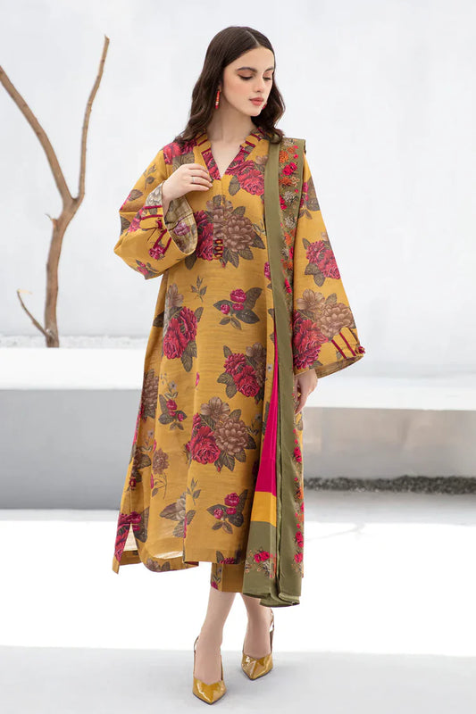 BAROQUE-3PC KHADDAR PRINTED SHIRT WITH KHADDAR PRINT DUPATTA AND PRINT TROUSER-W.J-1976
