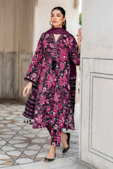 BAROUQUE-3PC KHADDAR PRINTED SHIRT WITH KHADDAR PRINT DUPATTA AND PRINT TROUSER-W.J-2633