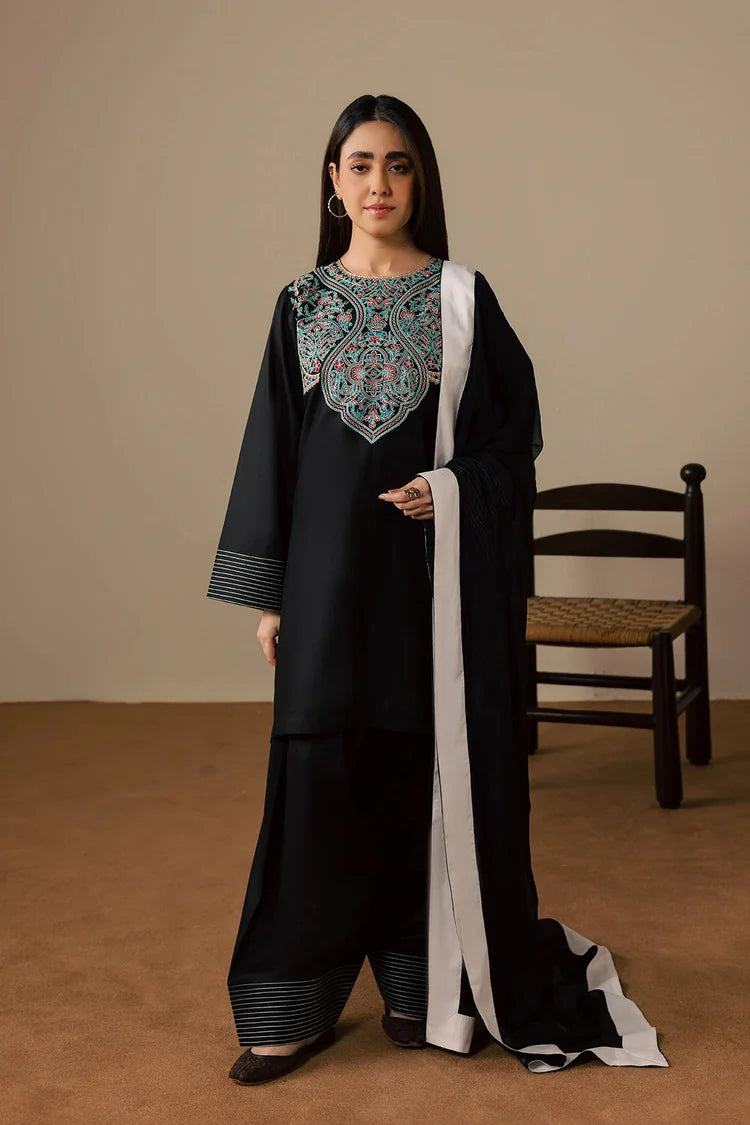 BATIK-3PC DHANAK EMBROIDERED SHIRT WITH DHANAK SHAWL AND TROUSER-W.J-5200