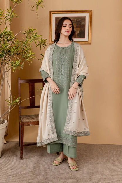 JAZMIN - 3PC DHANAK EMBROIDERED SHIRT WITH DHANAK SEQUENCE EMBROIDERED DUPATTA AND DHANAK TROUSER-W.J-1185