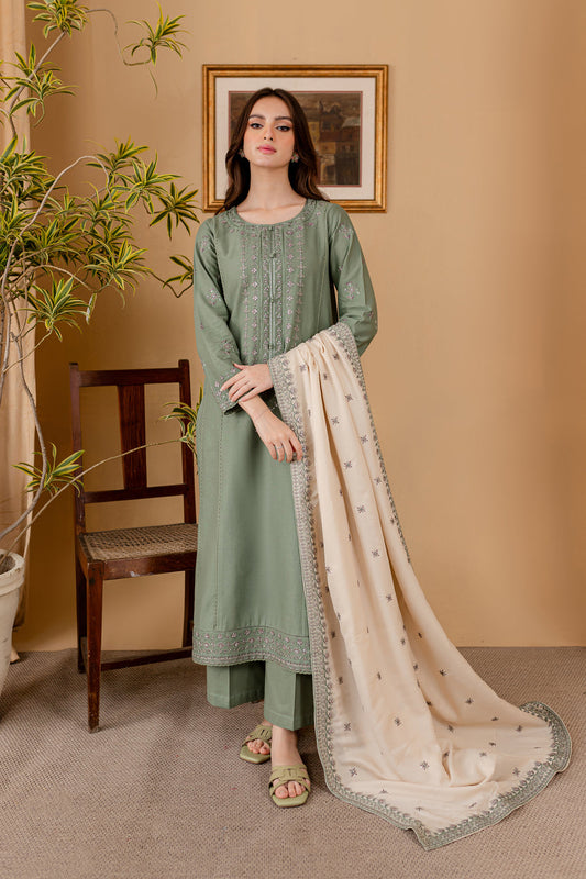 JAZMIN - 3PC LAWN EMBROIDERED SHIRT WITH LAWN EMBROIDERED DUPATTA AND LAWN TROUSER-W.J-1629