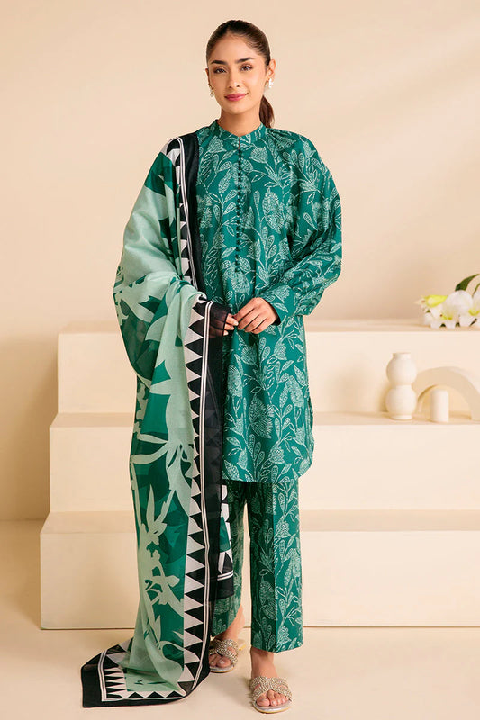 Cross Stitch-3pc Kranadi Print Shirt With Karandi Print Shawl And Trouser-W.J-1299