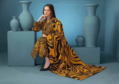 BAROQUE-3PC KHADDAR PRINTED SHIRT WITH KHADDAR PRINT DUPATTA AND PRINT TROUSER-W.J-1964