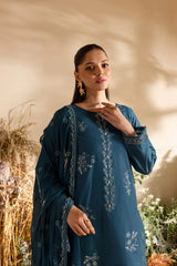 BATIK-3PC DHANAK EMBROIDERED SHIRT WITH CHIFFON EMBROIDERED DUPATTA AND TROUSER-W.J-4195