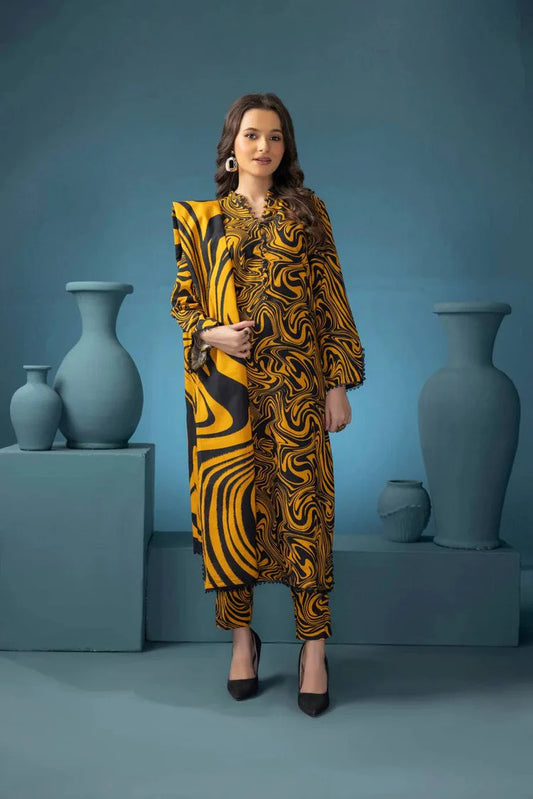 BAROQUE-3PC KHADDAR PRINTED SHIRT WITH KHADDAR PRINT DUPATTA AND PRINT TROUSER-W.J-1964