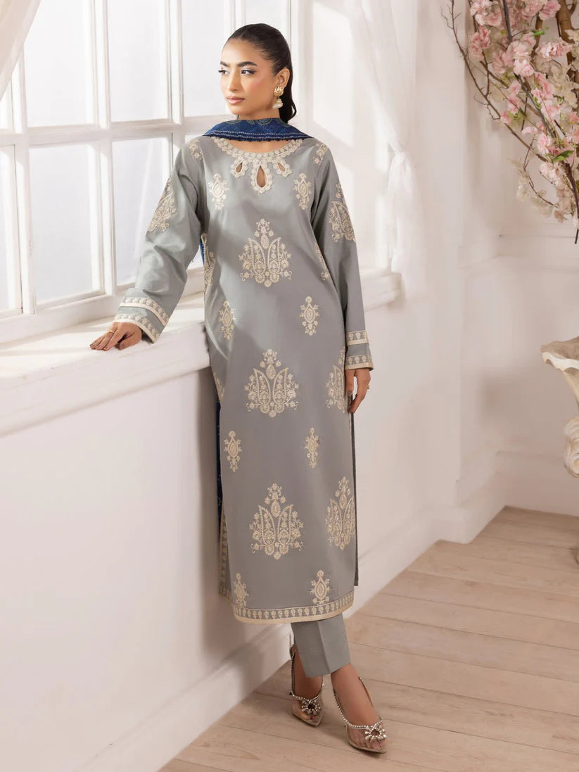 MOHAGNI-3PC LAWN EMBROIDERED SHIRT WITH MONARK PRINTED DUPATTA AND TROUSER-W.J-1715