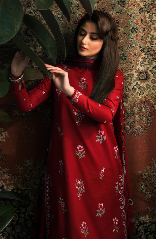 SERAN-3PC LAWN EMBROIDERED SHIRT WITH MONARK PRINT DUPATTA & EMB TROUSER-W.J-1582