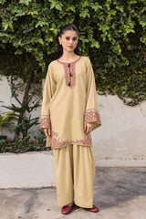 BATIK-2PIECE DHANAK EMBROIDERED SHIRT WITH DHANAK EMB TROUSER-WJ-15142