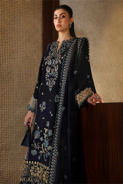 ZAHA-3PC DHANAK EMBROIDERED SHIRT WITH DHANAK EMBROIDRED SHAWL & TROUSER-W.J-1923