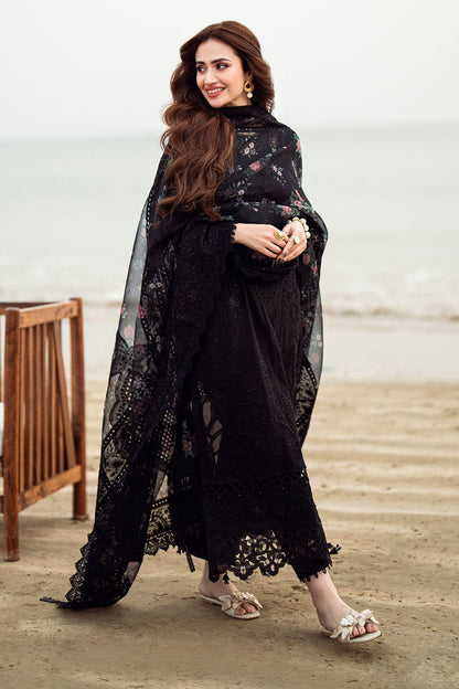 NUREH-3PC LAWN CHIKENKARI LASER EMBROIDERED SHIRT WITH ORGANZA EMBROIDERED PRINT DUPATTA-EID FESTIVE-W.J-1602