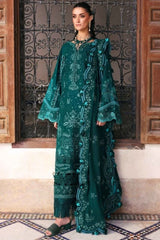 REPUBLIC WOMENSWEAR-3PC DHANAK EMBROIDERED SHIRT WITH DHANAK EMBROIDERED SHAWL AND TROUSER-W.J-5234
