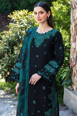 BATIK-3PC KHADDAR EMBROIDERED SHIRT WITH COURTRAI PRINTED SHAWL AND TROUSER-W.J-4391