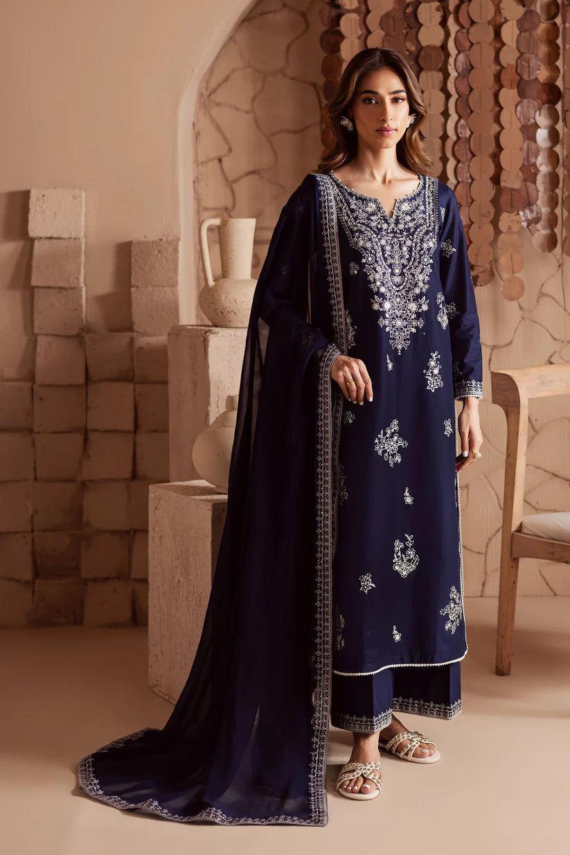 BATIK-3PC DHANAK EMBROIDERED SHIRT WITH CHIFFON EMBROIDERED DUPATTA AND EMB TROUSER-W.J-1830