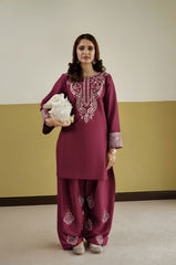 GARNET-2PC LAWN EMBROIDERED SHIRT WITH LAWN TROUSER-W.J-252