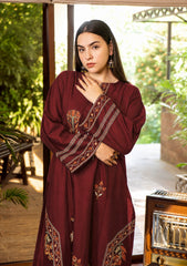 URGE-2PIECE DHANAK EMBROIDERED SHIRT WITH DHANAK EMB TROUSER-WJ-15090