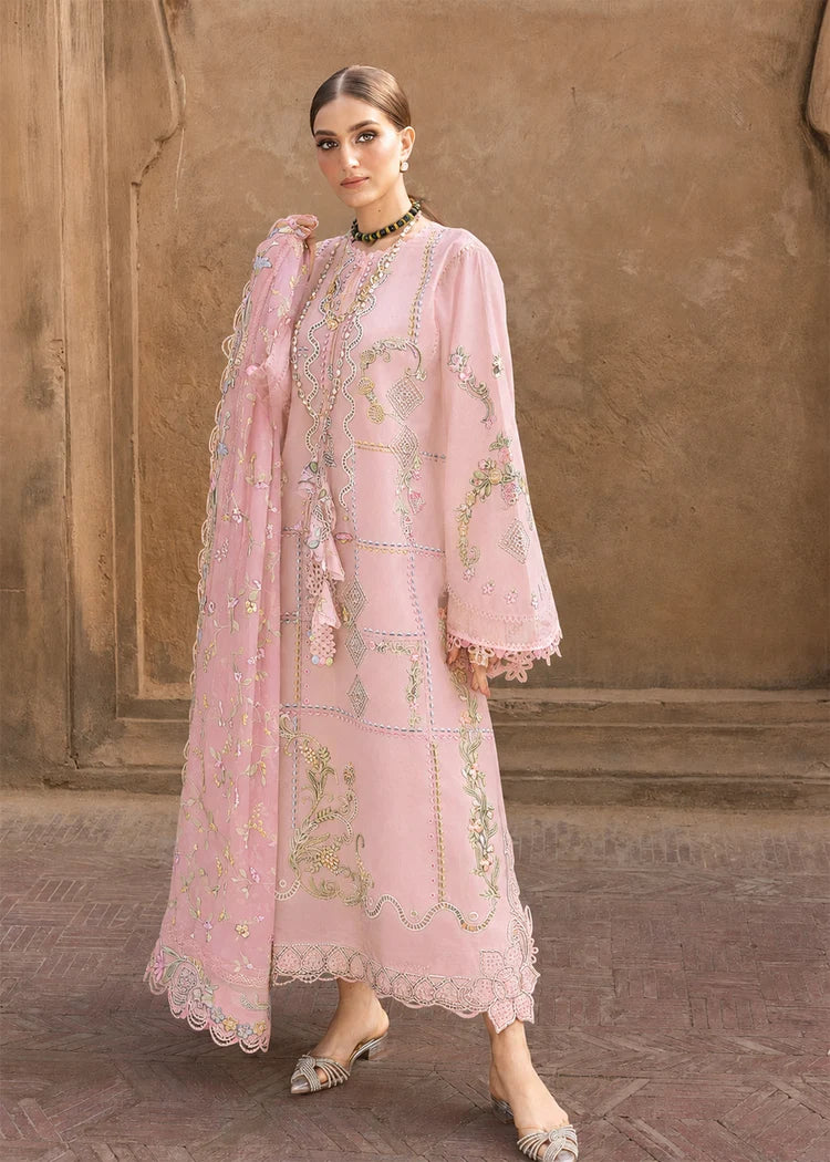 CRIMSON-3PC DHANAK EMBROIDERED SHIRT WITH WOOL PRINTED EMB SHAWL AND TROUSER-W.J-5190