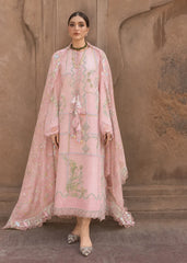 CRIMSON-3PC DHANAK EMBROIDERED SHIRT WITH WOOL PRINTED EMB SHAWL AND TROUSER-W.J-5190