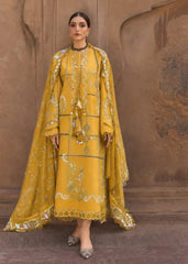 CRIMSON-3PC DHANAK EMBROIDERED SHIRT WITH WOOL PRINTED EMB SHAWL AND TROUSER-W.J-5189