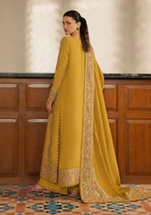 AFROZEH-3PC DHANAK EMBROIDERED SHIRT WITH DHANAK EMB SHAWL AND TROUSER-W.J-5209