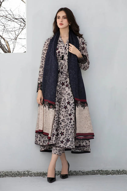 BAROUQE-3PC KHADDAR PRINTED SHIRT WITH KHADDAR PRINT DUPATTA AND PRINT TROUSER-W.J-1913